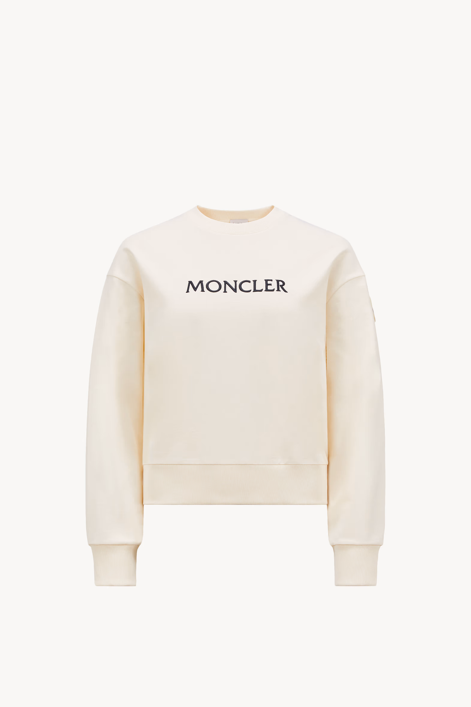 Sudadera de algodón con logotipo tonal bordado Mujer Blanco Marfil Moncler 2